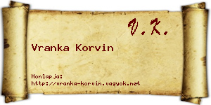 Vranka Korvin névjegykártya